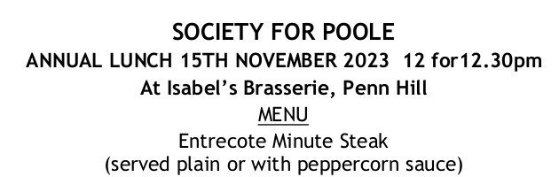 Society For Poole Annual Lunch on 15/11/2023